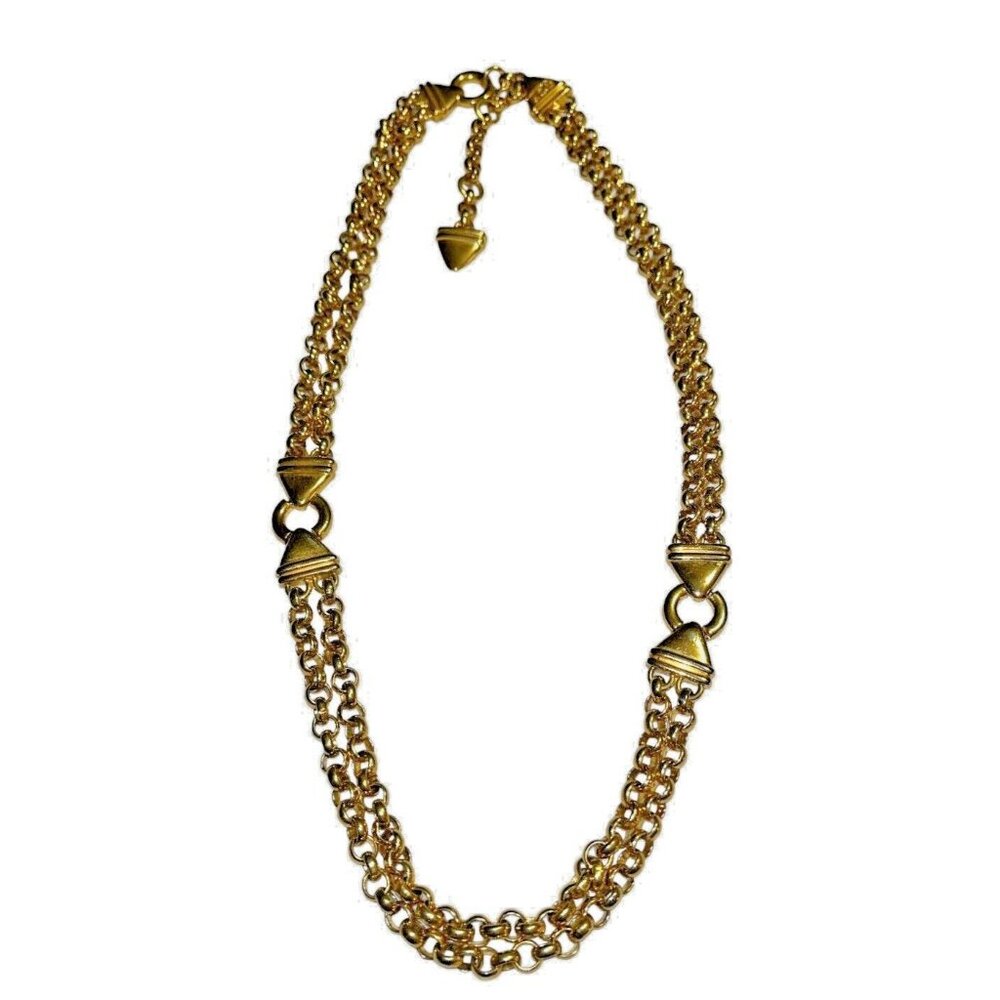 Vtg Liz Claiborne XCV Gold Tone Rolo Chain  Chunky Statement Necklace